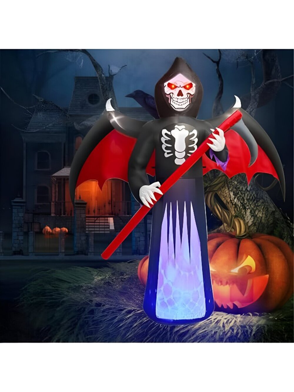 Kalolary 8.3FT Length Halloween Inflatables Outdoor Scythe Ghost Reaper, Blow